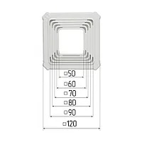 Платформа универсальная квадратная для встроенных светильников размерами 50-90 мм (шаг 10 мм) для монтажа натяжных потолков